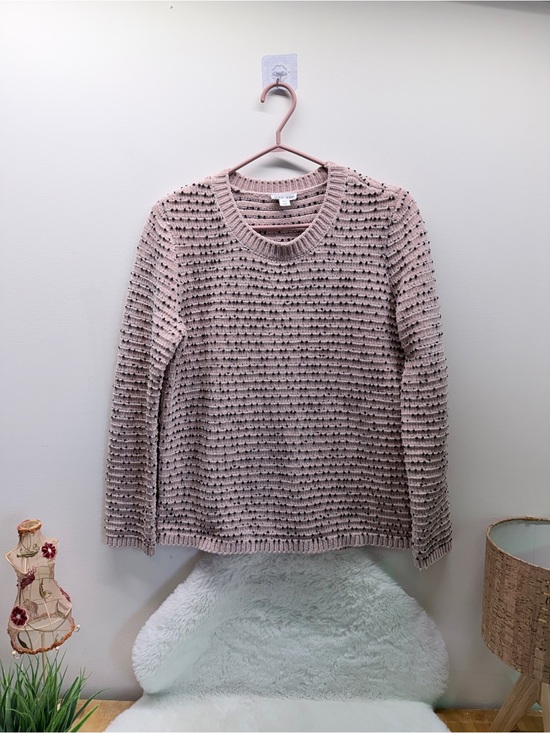 Tribal Jeans Sweaters - Tribal Jeans Crewneck Textured Summer Sweater Dusty Mauve&Navy Dots Cabincore 💞